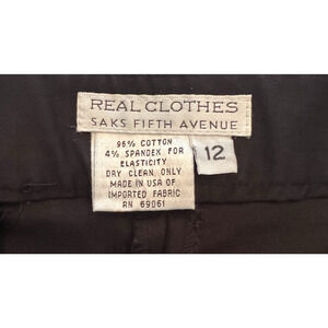 SAKS FIFTH AVENUE Women Dress Pants Cropped Black Zip Cotton Size 12 LUXURY VNTG